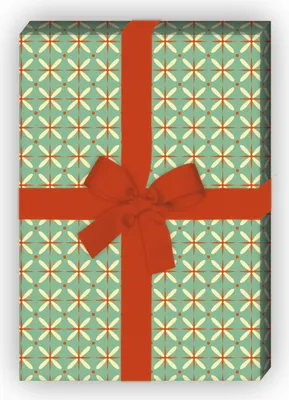 Produktbild von Vintage Stern Geschenkpapier Set, Dekorpapier im Retro Design, orange,  - G8608, 32 x 48cm