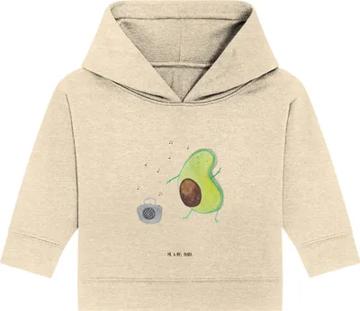 Produktbild von Mr. & Mrs. Panda Organic Baby Hoodie Avocado Tanzen 12. - 18. Monat - Natural Raw - Geschenk, Party, Singen, Musik, Feier, Kapuzensweatshirt, Kapuzenshirt