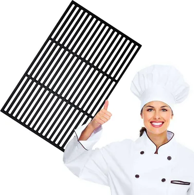 Obrázok produktu pre NAIZY Liatinový grilovací rošt 42 x 28 cm - liatinový rošt na grilovanie, smaltovaný, pre obdĺžnikový plynový gril, gril na drevené uhlie a iné (42 x 28 cm)