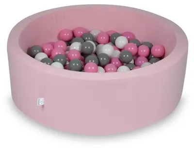 Immagine prodotto di Piscina secca 90x30cm rosa cipria con 200 palline: bianco, grigio, rosa cipria