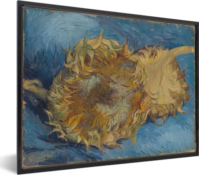 Produktbild von MuchoWow® Gerahmtes Poster Sonnenblumen - Vincent van Gogh 80x60 cm - Poster mit Schwarzem Bilderrahmen Wandposter Rahmen Foto Bilder - Schwarzem - Mit Gestell