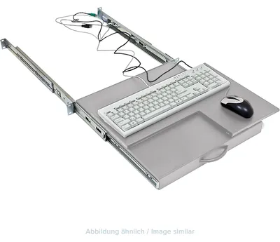 Obrázok produktu pre 19" výsuvná otočná polica na klávesnicu a myš, 30 kg