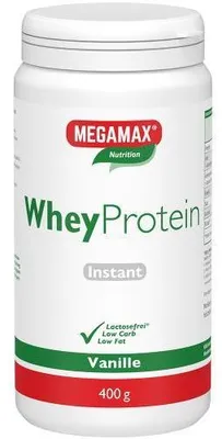 Produktbild von MEGAMAX Basic & Active Whey Protein Molkeneiweiß Pulver Vanille-Geschmack, 400 g Pulver