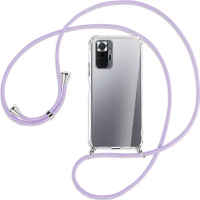 Produktbild von Handykette Backcover-Schutzhülle mit Band (Metall silberfarben) für Xiaomi Redmi Note 10 Pro / Pro Max - violett