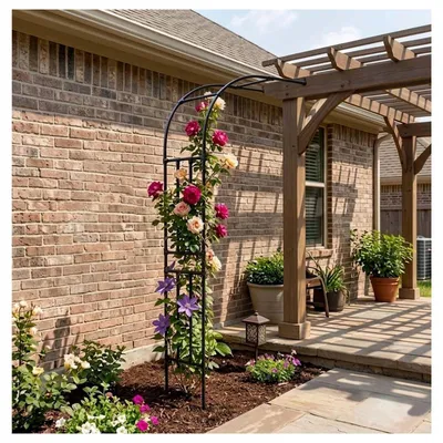 Imagen del producto de Pérgola de acero para jardín, uso exterior y eventos, diseño a medio lado