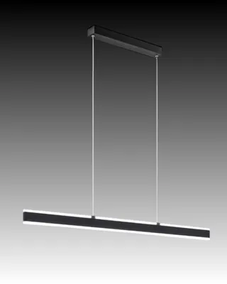 Productafbeelding van LED-pendellamp serie 6998, zwart aluminium, 48 W, 3648 lm, instelbare kleurtemperatuur, dimbaar, satijndiffusor, 121,6 cm - Perenz