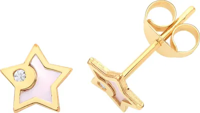 Produktbild von Moderne 9 Karat (375) Gold Damen - Paar Ohrstecker mit Perlmutt, Zirkonia - 6mm*6mm; TRS26571