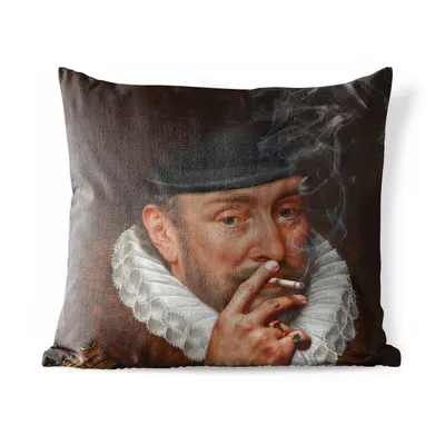 Produktbild von MuchoWow® Outdoor Kissen - Wilhelm von Oranien - Kunst - Rauchen - 45x45 cm - Wetterfest - Lounge Kissen - Fotokissen - Dekoratives Kissen