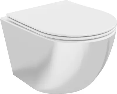 Produktbild von Mexen Lena WC-Schüssel Randlos mit slim Sitz und Absenk-Automatik, duroplast, Weiß/Silber - 30224004