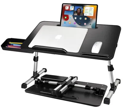 Image de Omgoods - Table d'ordinateur portable réglable pour lit, avec tiroir