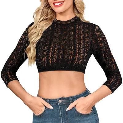 Productafbeelding van Dirndl Blouse voor Vrouwen - Lange Mouwen van Kant - Wit