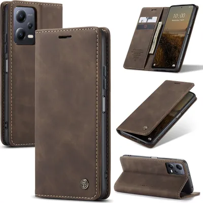 Obrázek produktu pro Xiaomi Poco X5 Case, retroPolyuretankožené pouzdro s funkcí stojánku Ochranný kryt pro Xiaomi Poco X5 Coffee