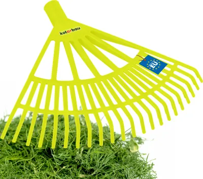 Produktbild von KOTARBAU® Laubrechen Kunststoff ohne Stiel Celadongrün 370 x 440 mm Fächerbesen Laubbesen Kunststoff Laubharke groß Laub Rechen Gartenwerkzeug Rasenrechen breit Garten Rechen Kunststoffrechen