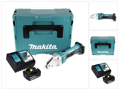 Zdjęcie produktu dla Akumulatorowe nożyce do blachy Makita DJS 161 RG1J 18 V 1,6 mm + 1x akumulator 6,0 Ah + ładowarka + Makpac