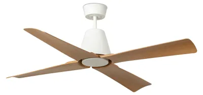 Produktbild von Outdoor Energiespar Deckenventilator mit Fernbedienung Typhoon Weiß / Ahorn IP44