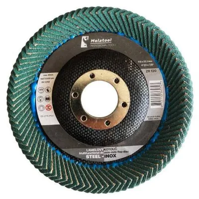 Produktbild von Doppelseitige Lamellenschleifscheibe Molatool Zirkon 115 mm P120