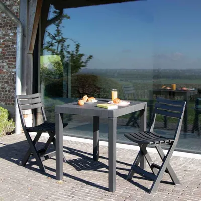 Image de Salon de jardin en résine anthracite 2 places CLUB