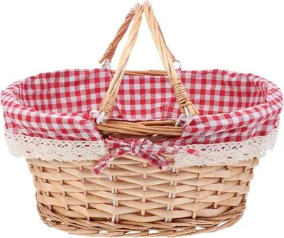 Produktbild von Famanu Picknickkorb Dekorativ - Rattan mit Futter, 30 cm x 20 cm, Naturbraun