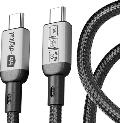 Produktbild von hb-digital 1m USB-C auf USB-C Kabel 240W 80Gbps USB-4