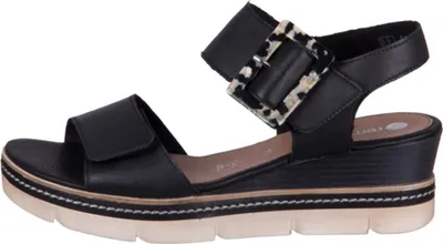 Produktbild von Remonte Damen Sandale Leder mit Klettverschluss Keilabsatz D2L53, Größe:38 EU, Farbe:Schwarz