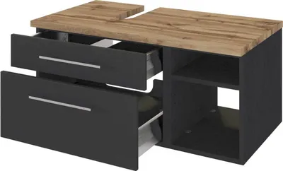 Produktbild von Waschbecken Unterschrank 90 cm,  Siphonausschnitt Links TAREE-03 in matt grau