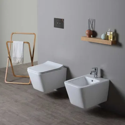 Immagine prodotto di Coppia di sanitari sospesi in Vetroceramica rimless | Rock