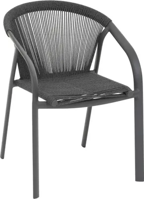 Produktbild von Stapelbarer gartensessel "riu" anthrazit &amp graphit aus epoxybehandeltem aluminium  - Hespéride