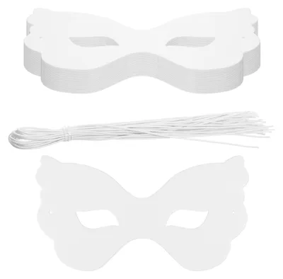 20 weiße Masken zum Bemalen, 18,5 x 10,5 cm, mit Gummiband