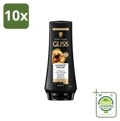 Imagen del producto de 10 acondicionadores Gliss Ultimate Repair, para cabello muy dañado, 200 ml cada uno, pack grande de 10 unidades