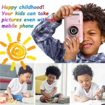 Image de Caméra numérique pour enfants, caméscope numérique pour selfies, jouet avec rotation à 180°, couleur rose