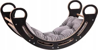 Produktbild von Montessori-Holzschaukel für Kinder Babylike+Kissen, Kletterbogen Bogenwippe Kletterleiter Kinder, Geschenk für Baby