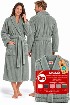 Produktbild von Betz Bademantel Microfaser mit Schalkragen - MALMÖ - für Herren und Damen Größe S/M Farbe: tannengrün