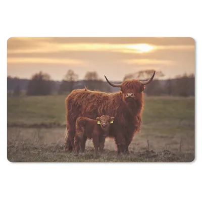 Produktbild von MuchoWow® Mauspad Mousepad Schottische Highlander - Tiere - Landschaft - Sonnenuntergang - Kuh 27x18 cm - Mousepads - Maus Mat - Pad - Mausunterlage - Büroartikel - Desk Matten