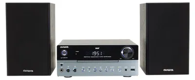 Image de AIWA MSBTU-700DAB, microchaîne audio domestique, bleu arctique, noir, support, 25 W, 4 ohms, DAB+, FM