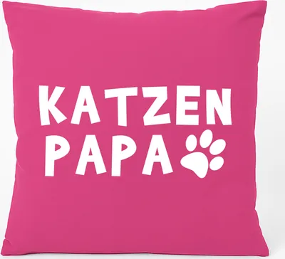 Produktbild von Huuraa Kissen Katzenpapa Tapse 40x40cm mit Füllung Fuchsia Baumwolle Dekokissen Geschenkidee