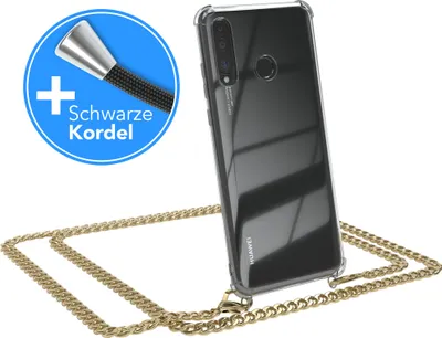 Produktbild von EAZY CASE Metall Handykette für Huawei P30 Lite, Handyhülle mit Umhängeband, Silikonhülle, Metallkette für Smartphone in Gold
