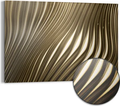 Produktbild von DEQORI Magnettafel Metall 90x60 cm 'Goldenes Rillendesign' Whiteboard Pinnwand Büro