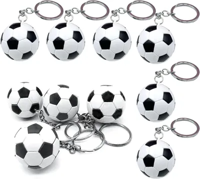 Imagen del producto de Llaveros de fútbol, diámetro de 3,5 cm, 10 unidades, color  y blanco, para aficionados al deporte