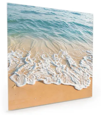 Produktbild von Küchenrückwand Spritzschutz Glas mit Motiv Wellen am Strand 40 x 40 cm