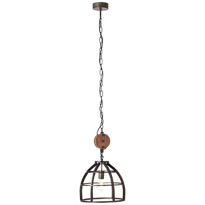 Produktbild von Hängelampe, 147 cm Höhe, Ø 34 cm, E27, Metall/Holz, schwarz antik