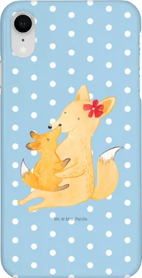 Produktbild von Mr. & Mrs. Panda Iphone XR Handyhülle Fuchs Mama - Blau Pastell - Geschenk, Schoß, Mami, Muttertag, Premium Kunststoff, Mutter, Handy Case