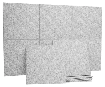 Obrázek produktu pro Akustické panely – nástěnné panely pro absorbci zvuku – balení 12 kusů – samolepicí – polyester – čtvercové – 300 x 300 x 9 mm – světle šedé