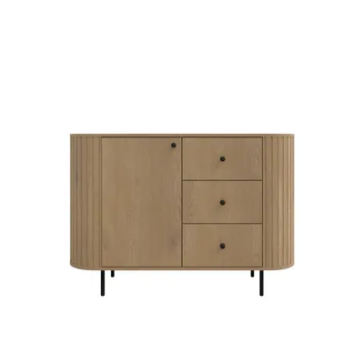 Produktbild von Kommode OVARO III 123 cm mit Tür und 3 Schubladen – Modernes Sideboard für Wohnzimmer, Esszimmer und Flur – Cremona
