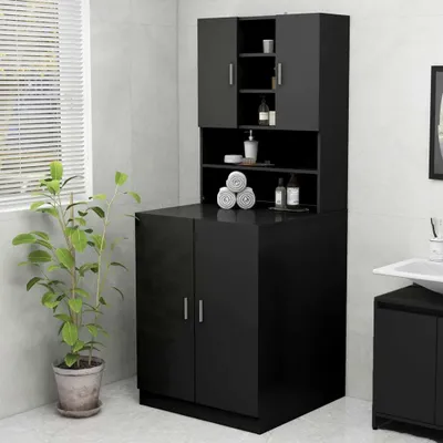Produktbild von "im Angebot" Waschmaschinenschrank Schwarz 70,5x25,5x90 cm - Badezimmerschränke CC20801