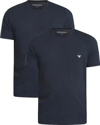Produktbild von Emporio Armani Herren T-Shirt Rundhals 2er Pack | Baumwolle & Elasthan Regular Fit Farbe Dunkelblau Größe XL EM000391 AF14132