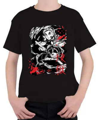 Obrázok produktu pre Rengoku Kimetsu no Yaiba Flame Sword Anime Fan grunge Uni detské tričko, čierna, 152