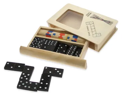 Productafbeelding van DOMINO EN MIKADO, houten kist met raam