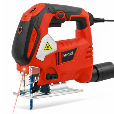 Obrázek produktu pro Přímočará elektrická pila na dřevo a kov, 710 W s laserem, vodicí lišta + měřítko, regulace otáček, odsávání pilin, VERTEX