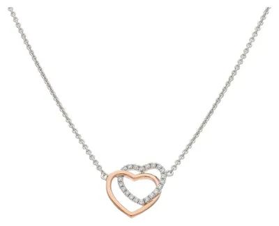 Produktbild von JuwelmaLux Halskette 925/000 Silber Herz Roségold plattiert Zirkonia JL10-05-3513 42 cm