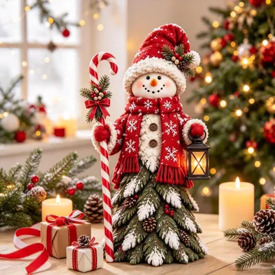 Produktbild von Weihnachtsbaum Schneemann Harz Deko Figur Tischdeko Weihnachten Handgefertigt Kreatives Geschenk fürZuhause Wohnzimmer Büro Festliche Winterdekoration